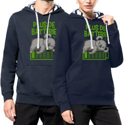 Sweat capuche à motifs unisexe bleu marine et marinière Plus de batterie koala (Animaux,Humour,Manga Kawaï japan,Bébés,Paresse)