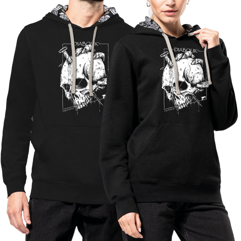 Sweat capuche à motifs unisexe noir et têtes de mort mexicaines Nailed Skull (Gondrax,Diabolik,Têtes de morts)