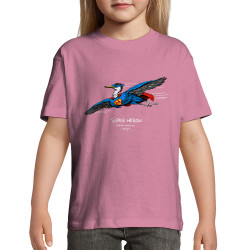 T-shirt enfant rose Super Héron (Gondrax,Les Bébêtes,Animaux,Détournements)