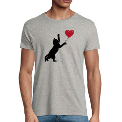 T-shirt homme coton bio gris chiné Banksy Cat (Le Duc,Animaux,Musée,Chats)