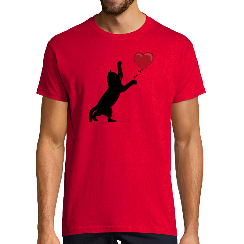 Tee-shirt homme rouge Banksy Cat (Le Duc,Animaux,Musée,Chats)