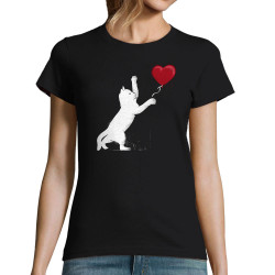 T-shirt femme noir Banksy Cat (Le Duc,Animaux,Musée,Chats)