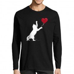T-shirt homme manches longues noir Banksy Cat (Le Duc,Animaux,Musée,Chats)