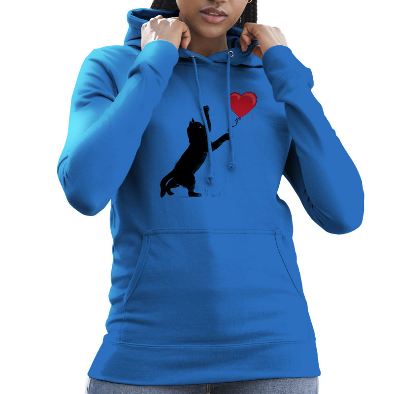 Sweat femme à capuche bleu royal Banksy Cat (Le Duc,Animaux,Musée,Chats)