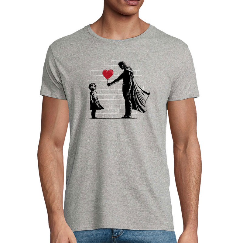 T-shirt homme coton bio gris chiné Banksy Superman (Le Duc,Musée,Films/Séries)