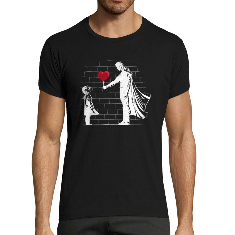 T-shirt homme fit noir Banksy Superman (Le Duc,Musée,Films/Séries)
