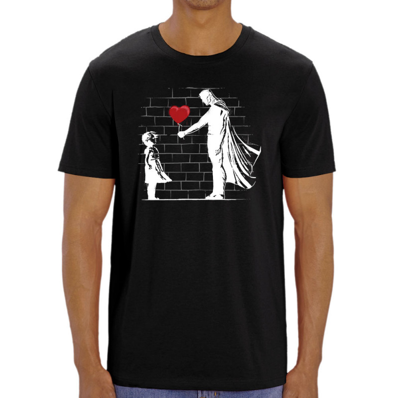 T-shirt homme coton bio noir Banksy Superman (Le Duc,Musée,Films/Séries)