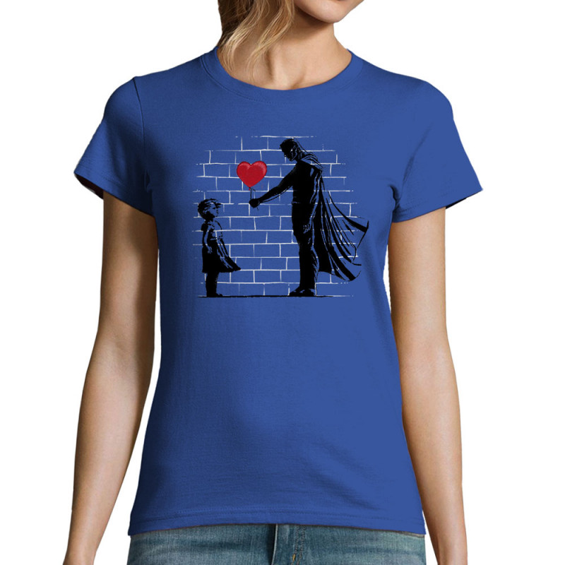 T-shirt femme bleu royal Banksy Superman (Le Duc,Musée,Films/Séries)