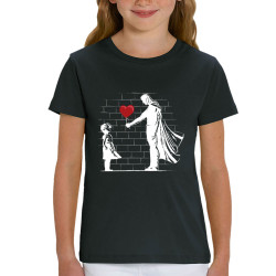 T-shirt enfant coton bio noir Banksy Superman (Le Duc,Musée,Films/Séries)
