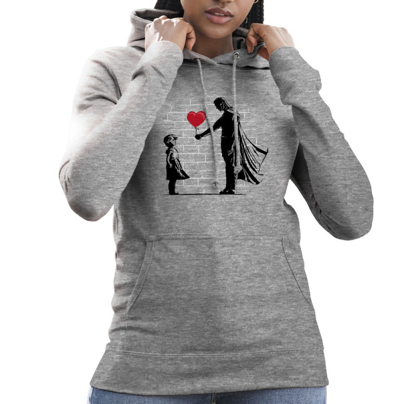 Sweat femme à capuche gris chiné Banksy Superman (Le Duc,Musée,Films/Séries)