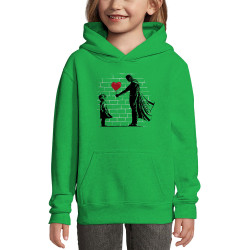 Sweat enfant à capuche vert prairie Banksy Superman (Le Duc,Musée,Films/Séries)