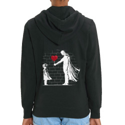 Sweat femme zippé à capuche coton bio noir Banksy Superman (Le Duc,Musée,Films/Séries)