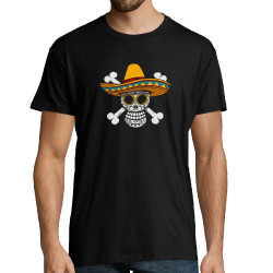 Tee-shirt homme noir One Piece Mexican Skull (Le Duc,Manga Kawaï japan,Films/Séries,Têtes de morts,Détournements)