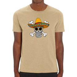 T-shirt homme coton bio naturel One Piece Mexican Skull (Le Duc,Manga Kawaï japan,Films/Séries,Têtes de morts,Détournements)