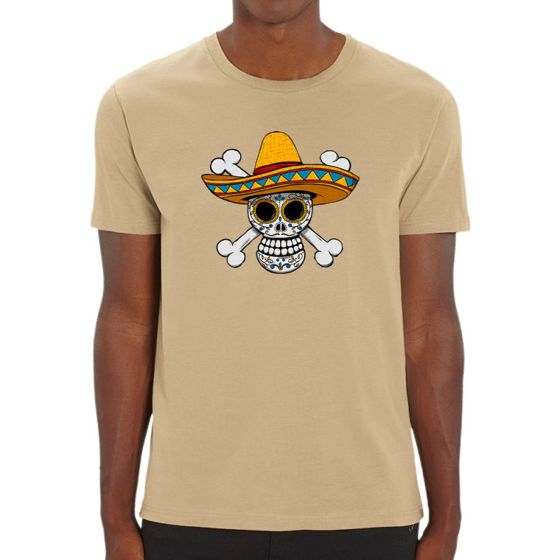T-shirt homme coton bio naturel One Piece Mexican Skull (Le Duc,Manga Kawaï japan,Films/Séries,Têtes de morts,Détournements)