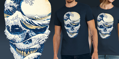 Hokusai Wave Skull